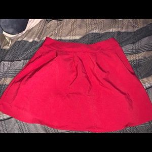 Red Mini Pleated Skirt